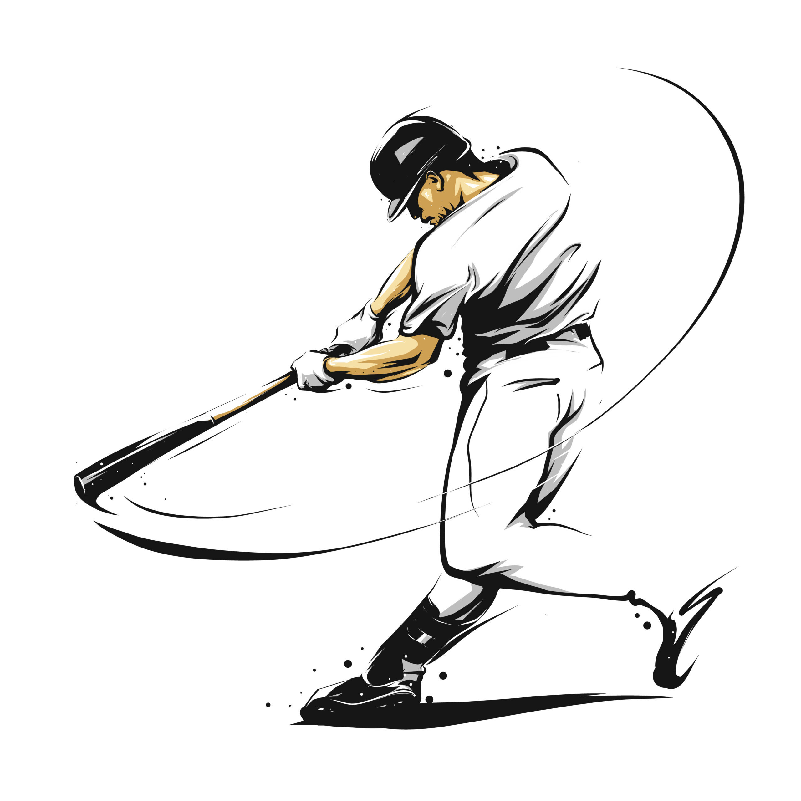 baseball player hitting ball swinging